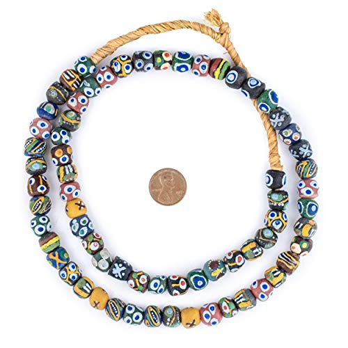 TheBeadChest Painted African Krobo Beads - Full Strand of Ghanaian...