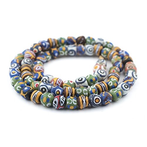 TheBeadChest Painted African Krobo Beads - Full Strand of Ghanaian...