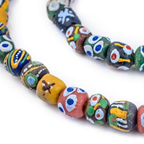 TheBeadChest Painted African Krobo Beads - Full Strand of Ghanaian...