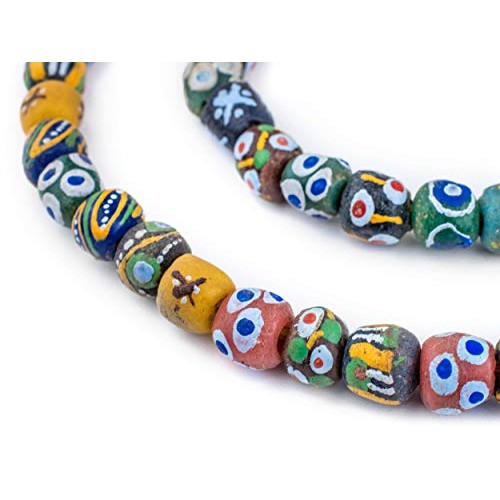 TheBeadChest Painted African Krobo Beads - Full Strand of Ghanaian...