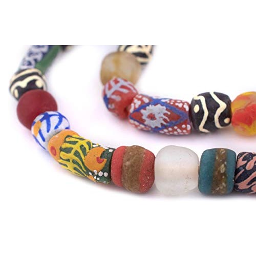 TheBeadChest Painted African Krobo Beads - Full Strand of Ghanaian...