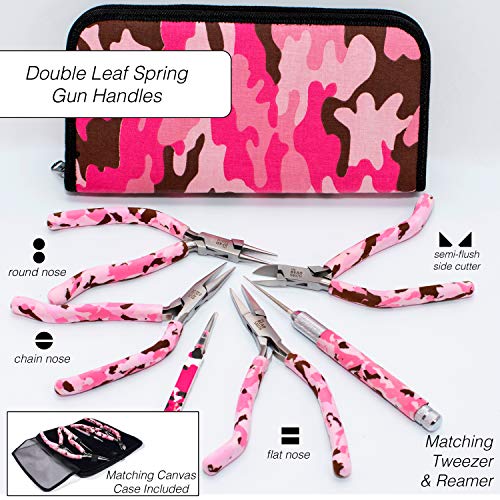 Pink Camouflage 6-Piece Handle Tool Kit, Jewelry Making and Re...