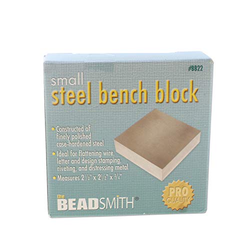 The Beadsmith Steel Bench Block, 2.5 x 2.5 inches, Flat Anvil Jewe...