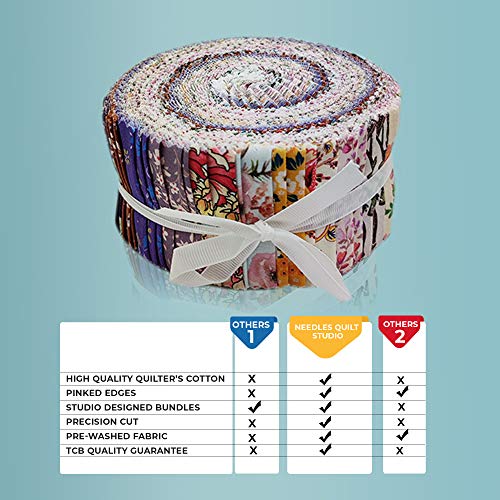 Needles Quilt Studio - 2.5 Precut Fabric Strip Bundle Fall Flowe...