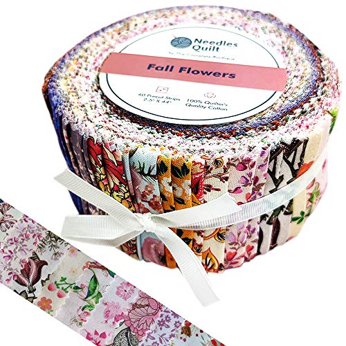 Needles Quilt Studio - 2.5 Precut Fabric Strip Bundle Fall Flowe...