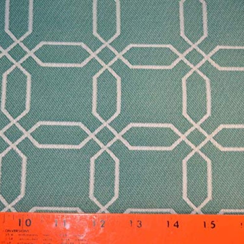 Shapes Aqua Blue White Contemporary Geometric Upholstery Fabric