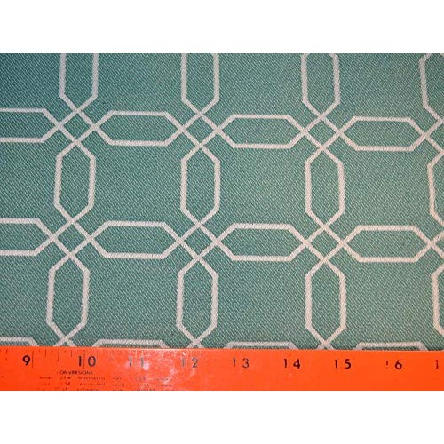 Shapes Aqua Blue White Contemporary Geometric Upholstery Fabric