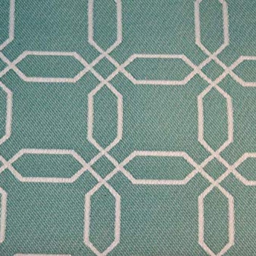 Shapes Aqua Blue White Contemporary Geometric Upholstery Fabric