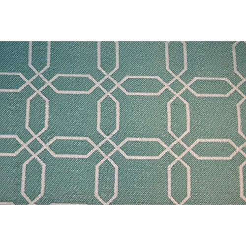 Shapes Aqua Blue White Contemporary Geometric Upholstery Fabric