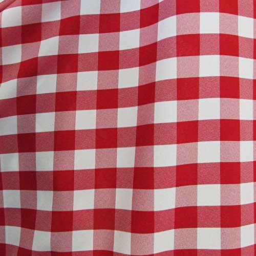 25 Yard Bolt - RED/WHITE 60 Wide Poly Poplin 1-inch Checkered Fabric
