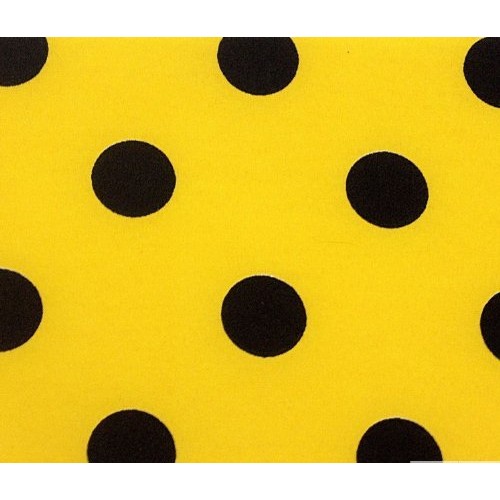 3/4th Inch Polka Dot Poly Cotton Black Dot on Yellow 60 Inch Fabri...