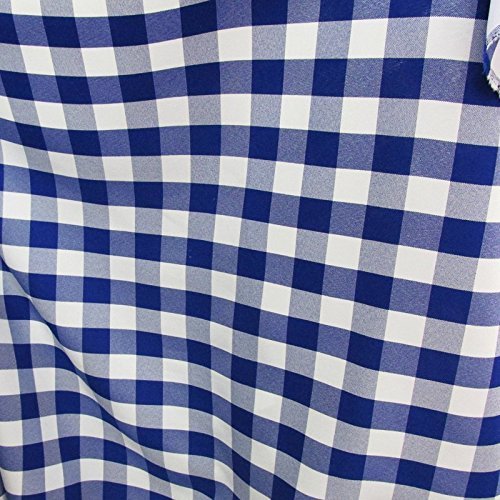 5 Yard Bolt - ROYAL BLUE/WHITE 60 Wide Poly Poplin 1-inch Checker...