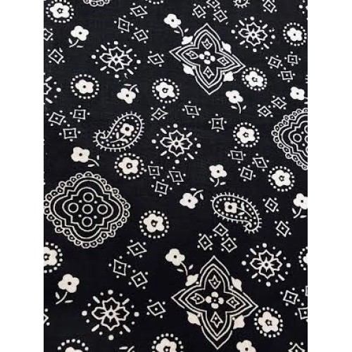 Bandana Black Poly Cotton 58 Inch Wide Fabric by The Yard F.E.