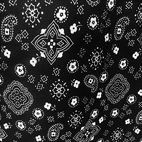 Bandana Black Poly Cotton 58 Inch Wide Fabric by The Yard F.E.