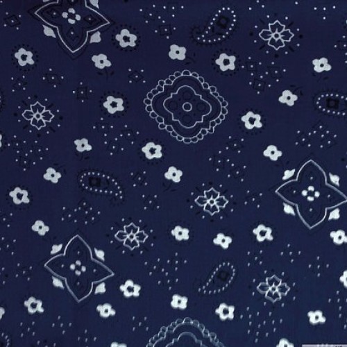 Bandana Navy Poly Cotton Inch Wide Fabric by The Yard F.E.