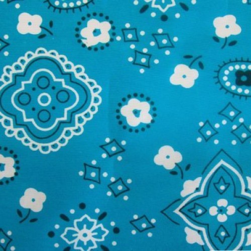 Bandana Turquoise Poly Cotton 58 Wide Fabric By the Yard F.E.
