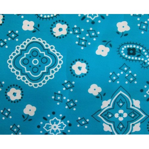 Bandana Turquoise Poly Cotton 58 Wide Fabric By the Yard F.E.