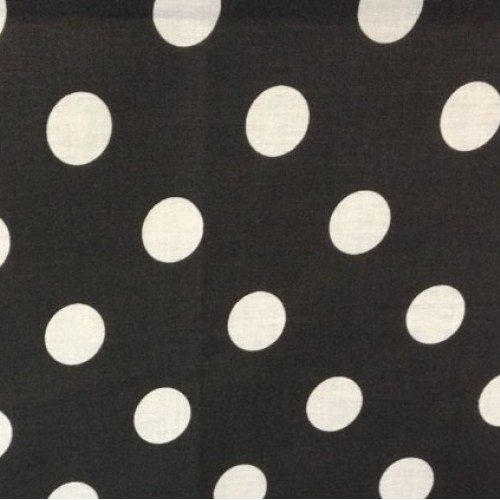 Big Polka Dot Poly Cotton White Dots on Black 58 Inch Fabric by Th...
