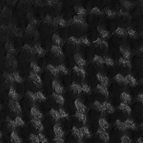 Black Minky Rosebud Fabric, 60” Inches Wide – Sold by The Yard FB