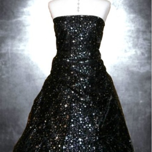 Black Organza Silver Stars - 5 Yards