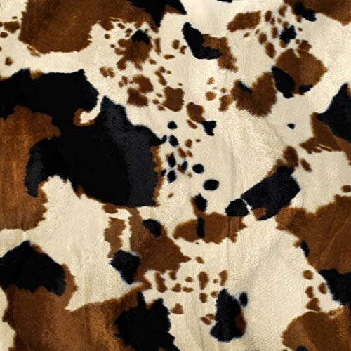 Brown Tan Cow Velboa Faux Fur Fabric - Sold By The Yard - 58/ 60