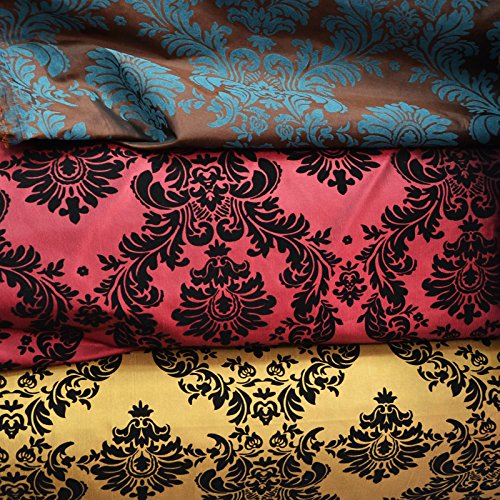 Damask flocked taffeta fabric 58/60 wide by the yard turquoise/b...