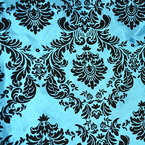 Damask flocked taffeta fabric 58/60 wide by the yard turquoise/b...
