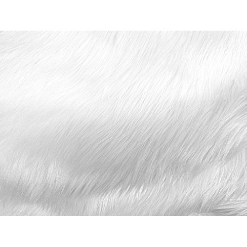 Faux Fake Fur Solid Shaggy Long Pile Fabric - White - 60 Width So...