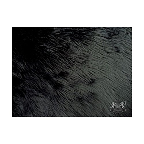 Faux / Fake Long Pile Fur Shaggy BLACK Fabric / 1 YARD