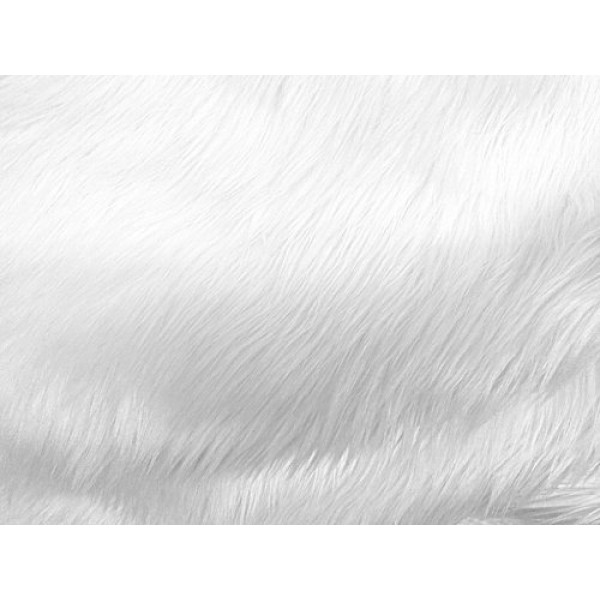 Faux Fur Luxury Shag White 60 inch Wide Fabric by The Yard (f.e. )