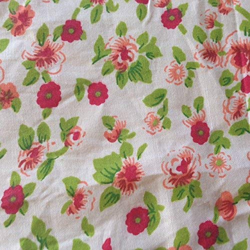 Floral Rose Red Poly Cotton 60 Inch Fabric By the Yard F.E.