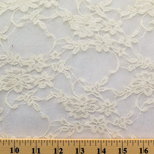 Giselle Stretch Floral Lace Ivory 58 Inch Wide Fabric by The Yard ...