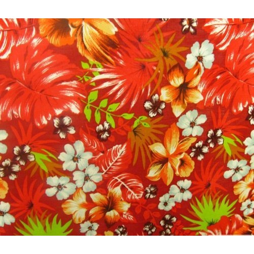 Hawaiian Red Poly Cotton 58 Inch Fabric by The Yard F.E.
