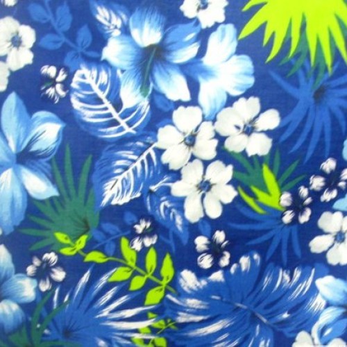 Hawaiian Royal Blue Poly Cotton 58 Inch Fabric by The Yard F.E.