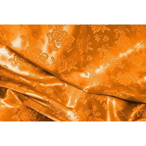 Orange Floral Satin Jacquard Brocade Fabric 60 Wide Per Yard