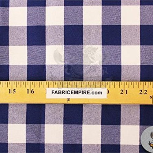 Poly Poplin Checkered Fabric 11 NAVY / 58 Wide / Sold by the yard