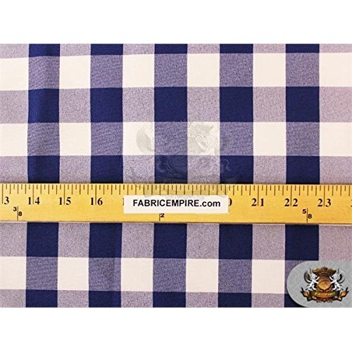 Poly Poplin Checkered Fabric 11 NAVY / 58 Wide / Sold by the yard