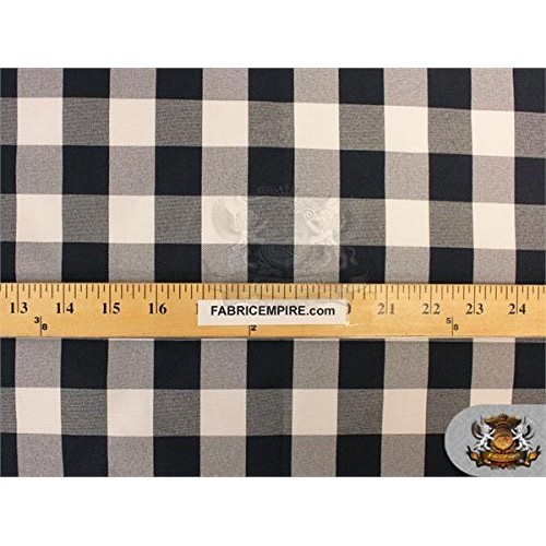 Poly Poplin Checkered Fabric 12 BLACK / 58 Wide / Sold by the yard