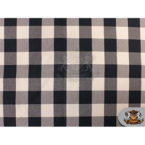 Poly Poplin Checkered Fabric 12 BLACK / 58 Wide / Sold by the yard