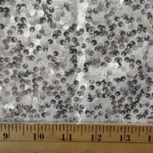 Rain Drop Silver Sequin on White Taffeta 54 Inch Fabric by the Yar...