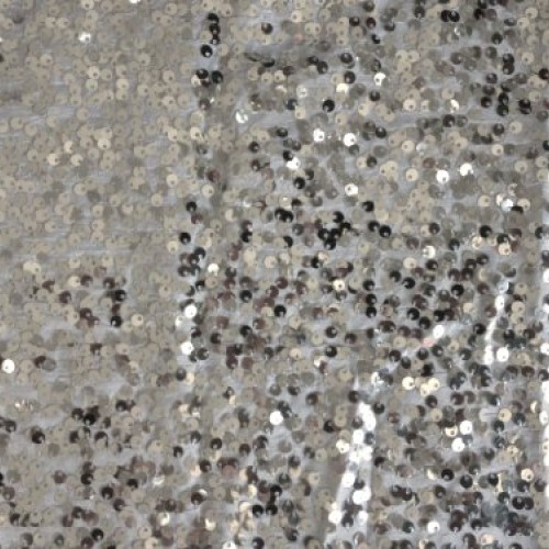 Rain Drop Silver Sequin on White Taffeta 54 Inch Fabric by the Yar...