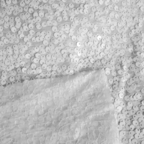 Rain Drop White Sequin on White Taffeta 54 Inch Fabric by the Yard...