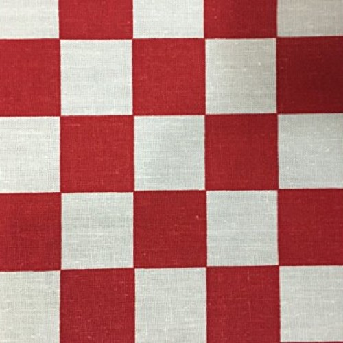 Red White One Inch Checkered Poly Cotton Fabric - Sold By The Yard...