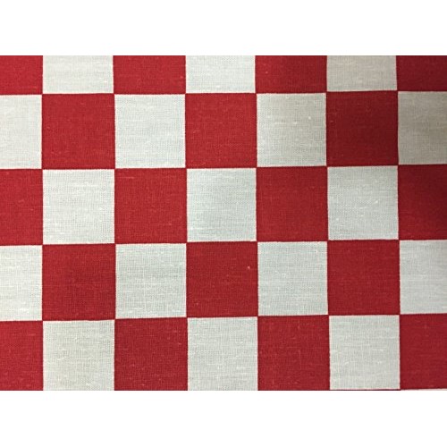 Red White One Inch Checkered Poly Cotton Fabric - Sold By The Yard...
