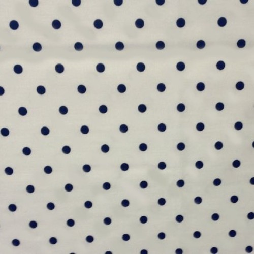Small Polka Dot Poly Cotton Navy Dots on White 58 Inch Fabric By t...