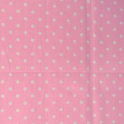 Small Polka Dot Poly Cotton White Dots on Pink 58 Inch Fabric By t...