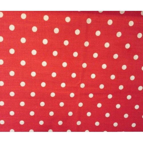 Small Polka Dot Poly Cotton White Dots on Red 58 Inch Fabric By th...