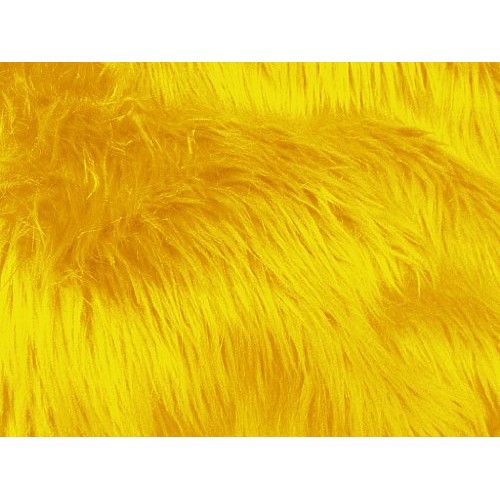 Solid Shaggy Faux/Fake Fur Fabric-Golden Yellow-Long Pile 60 Sold...
