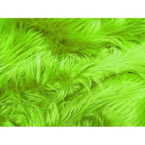 Solid Shaggy Faux/Fake Fur Fabric-Lime Green-Long Pile 60 Sold By...