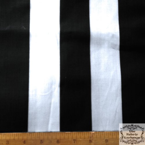 Stripe Extra-Large Black White Poly Cotton 58 Inch Fabric by The Y...